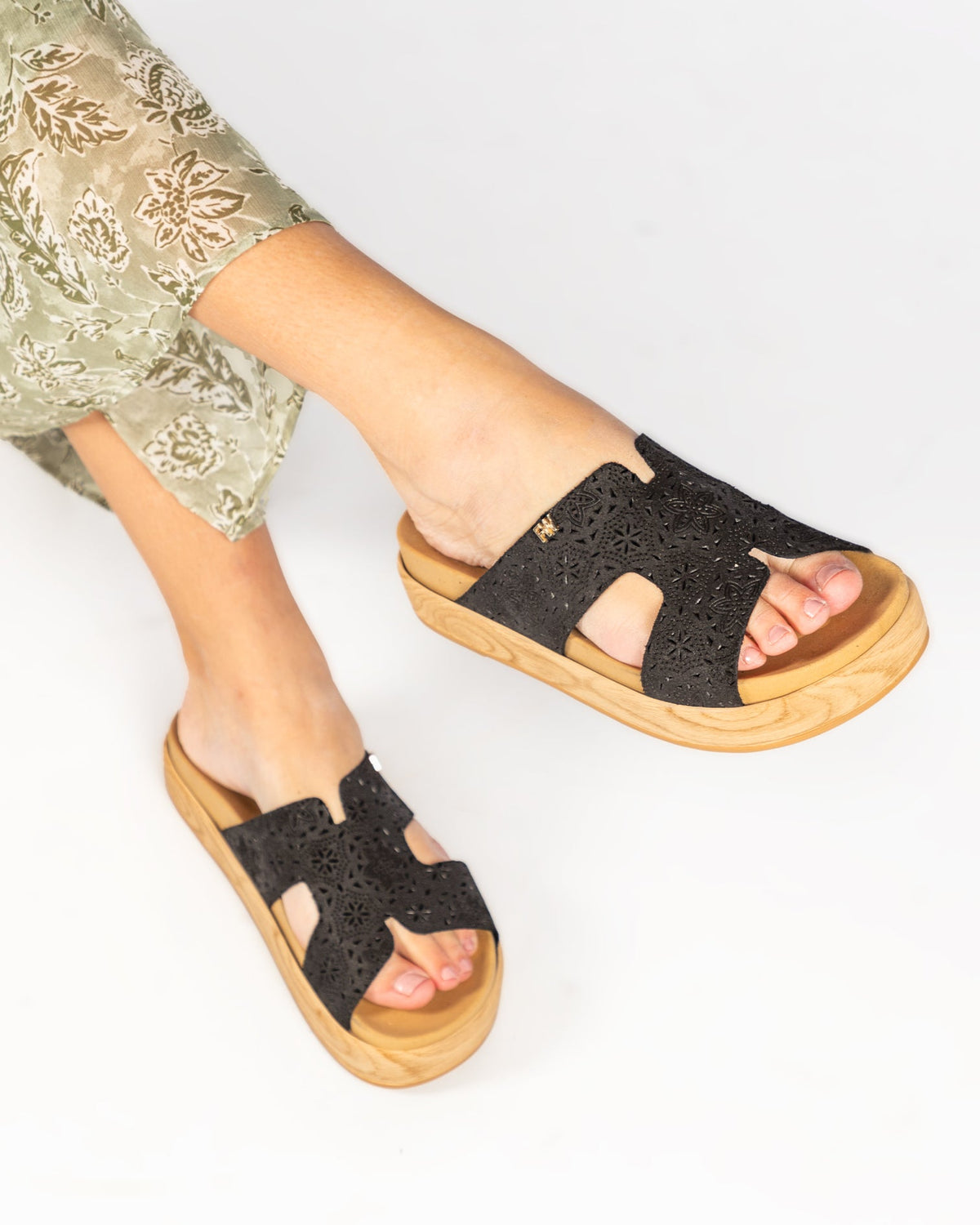 Arborius Black Perforated Suede